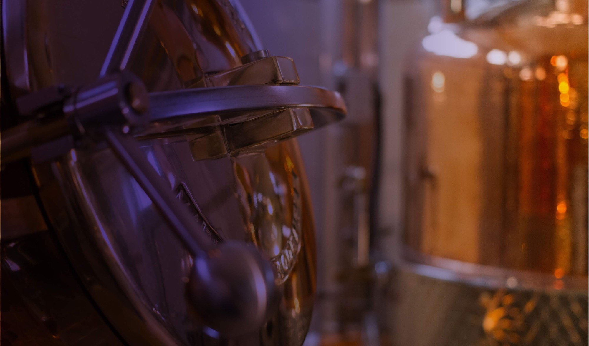 Copper still with warm amber light
